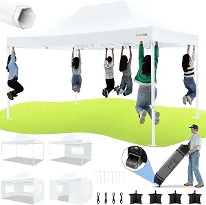 HOTEEL 10x15 Pop Up Canopy Tent with Upgraded Hexagonal Legs and Sidewalls