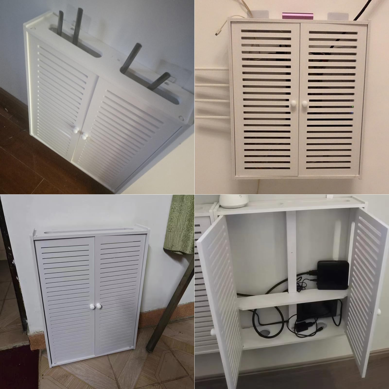 Wspornik stojaka do routera montowany na ścianie, pływająca półka ścienna, pudełko do przechowywania WiFi, osłona listwy zasilającej (rozmiar: 42 × 10 × 50 cm)