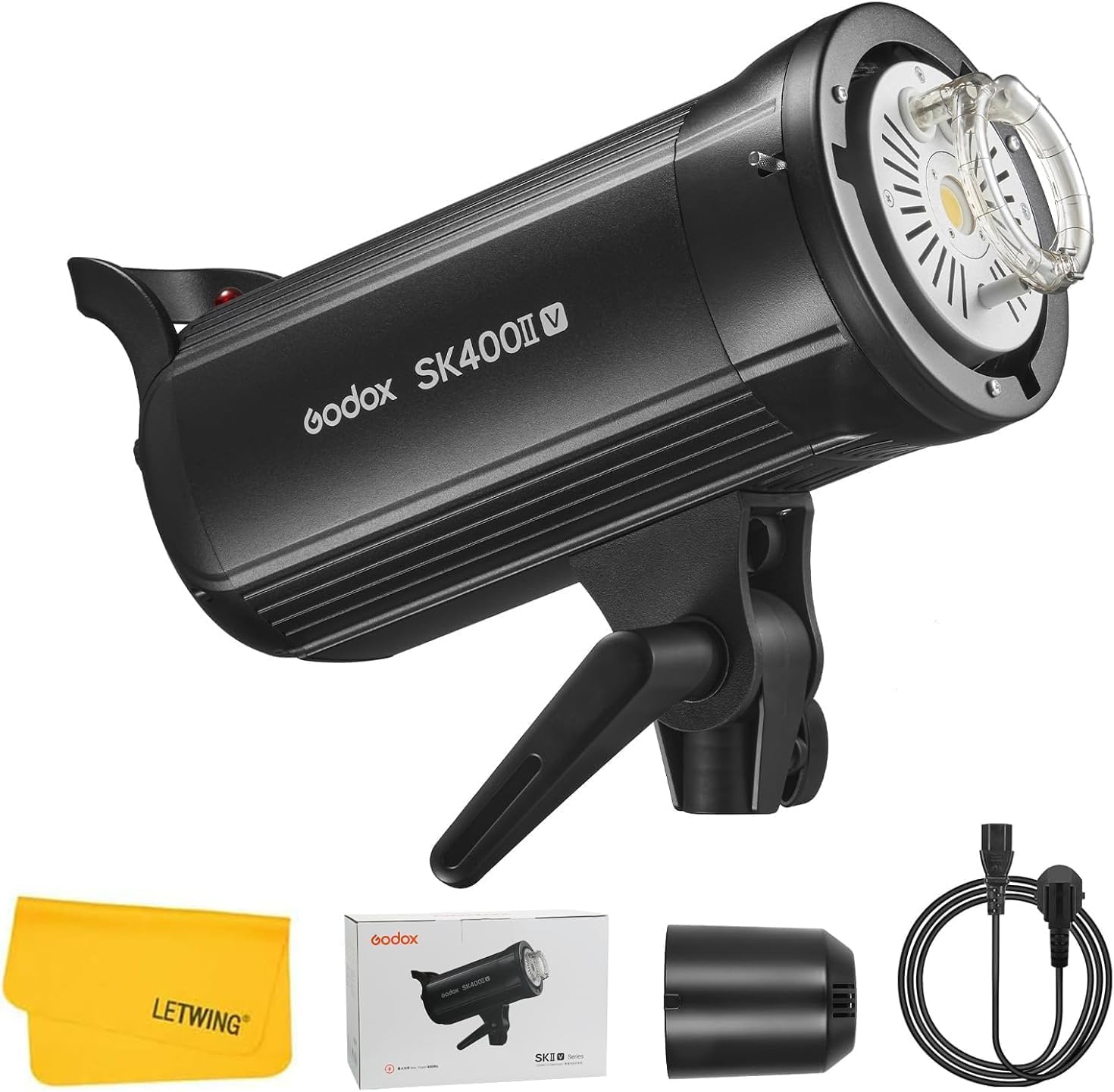 Godox SK400II-V SK400IIV Professional Upgrade LED Studio Flash, 400W 5600K 2.4G Wireless X System Bowens Mount Modelado Lámpara Studio Flash para Fotografía, Retrato y Fotografía de Estilo de Vida