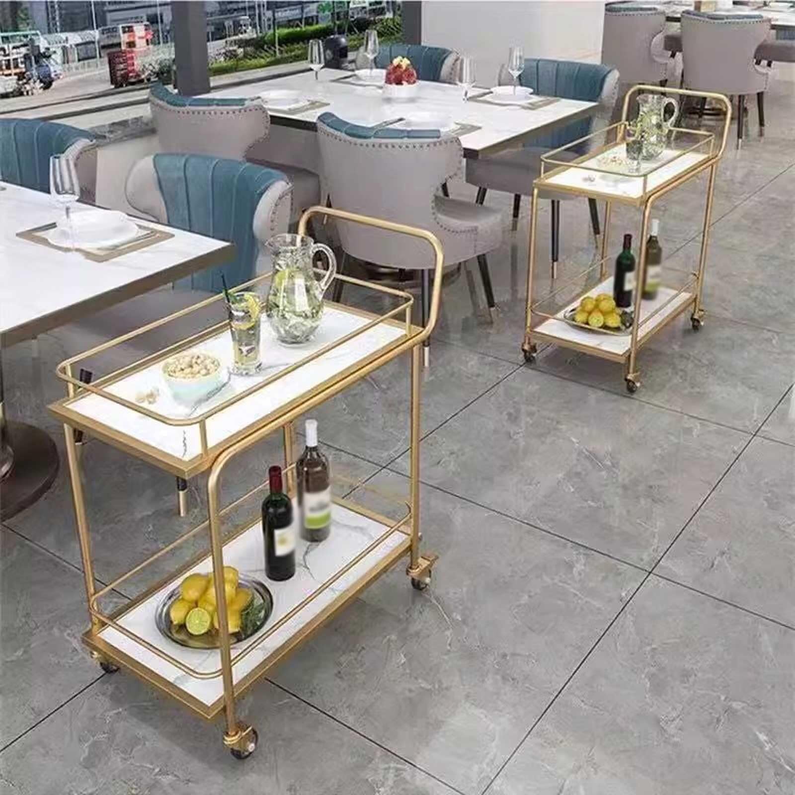 Wózek Ze Stali Nierdzewnej, Wózek Do Laboratorium Dentystycznego, Przenośny Wózek Do Serwowania Na Kółkach - Sprzęt Laboratoryjny, Do Placówek,Gold+white-69 * 38 * 86cm