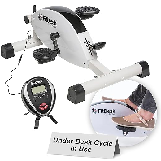 FitDesk Under Desk Bike Pedal Machine with Magnetic Resistance for Quiet, Fluid Motion - Adjustable Tension with Digital Performance Meter