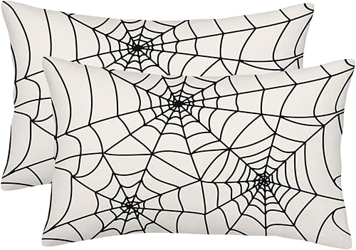 Miniatura 9 de Juego de 2 fundas de almohada de Halloween de 20 x 20 pulgadas, fundas cuadradas de lino decorativas de lino para el hogar, la cama o el sofá