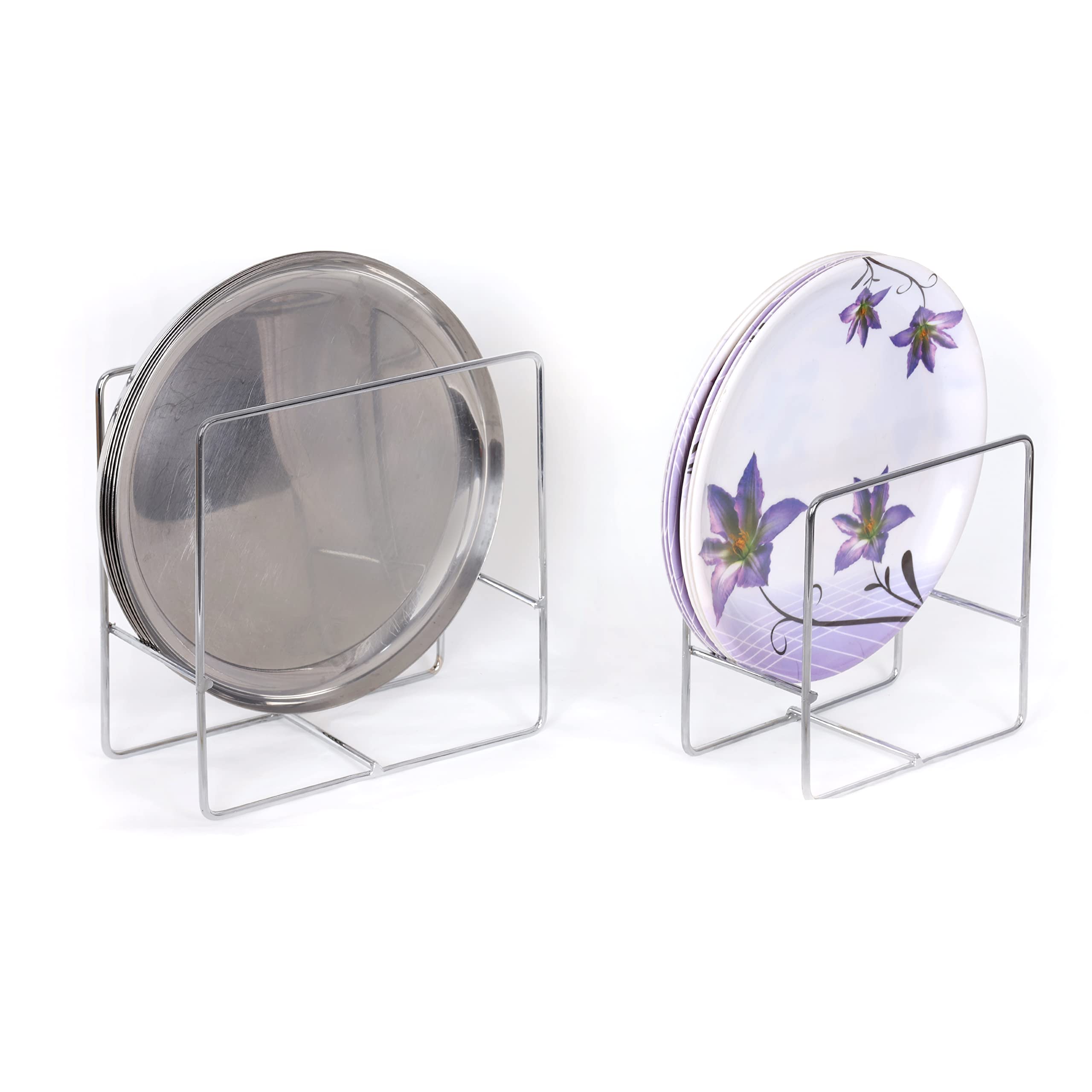 FIT N FORGET Expert Kitchen Stainless Steel Chrome Finished Plate Floor Mount Holder Organizer Tiered Shelf Plate Stand Dish Holder Organizer Upto 18-22 Salad & Round Plate Dishes Stand(Pack Of 2) (B0BNTYQMD2) Amazon Price History, Amazon Price Tracker