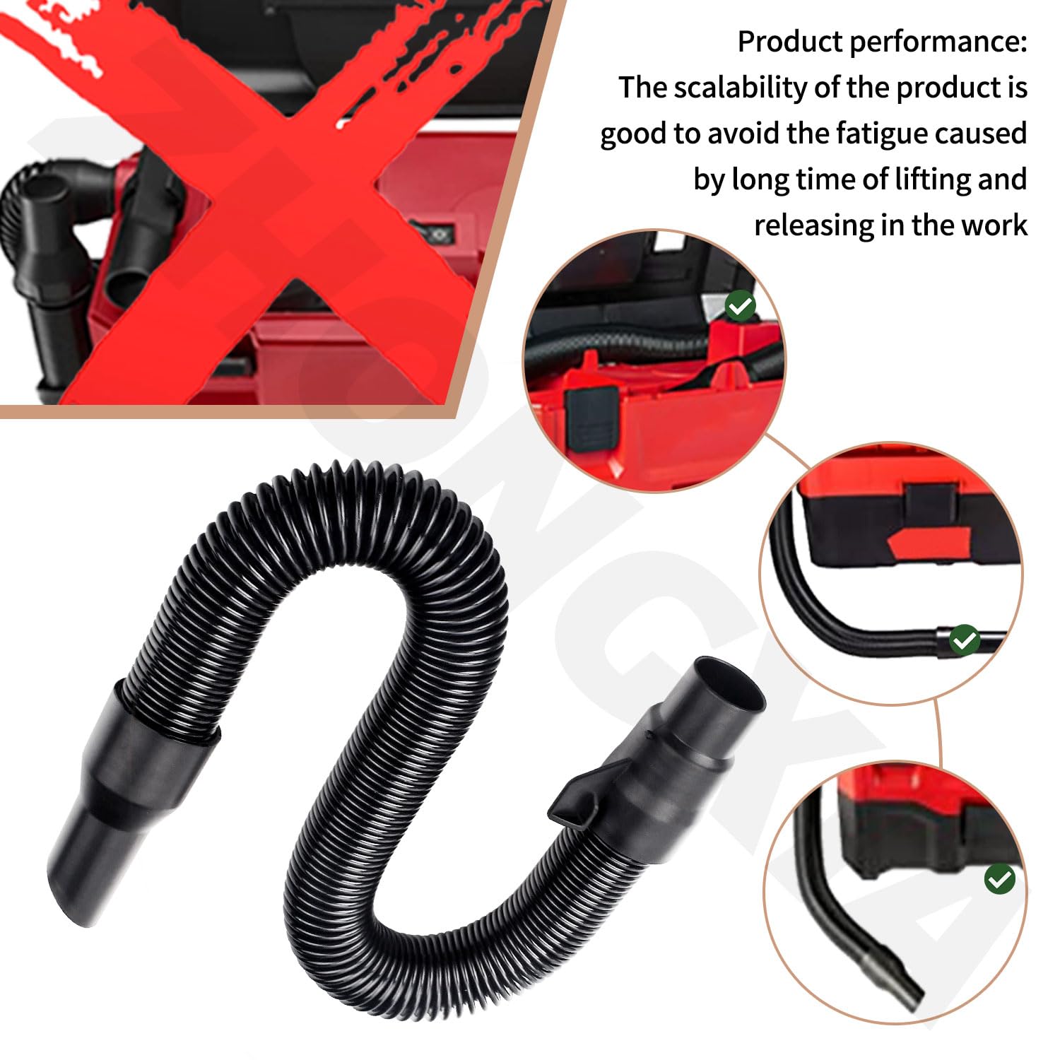 Kit Tubo Flessibile Aspiratore Per Milwaukee M18 PACKOUT Wet/Dry 0970-20 (14-37-0016)