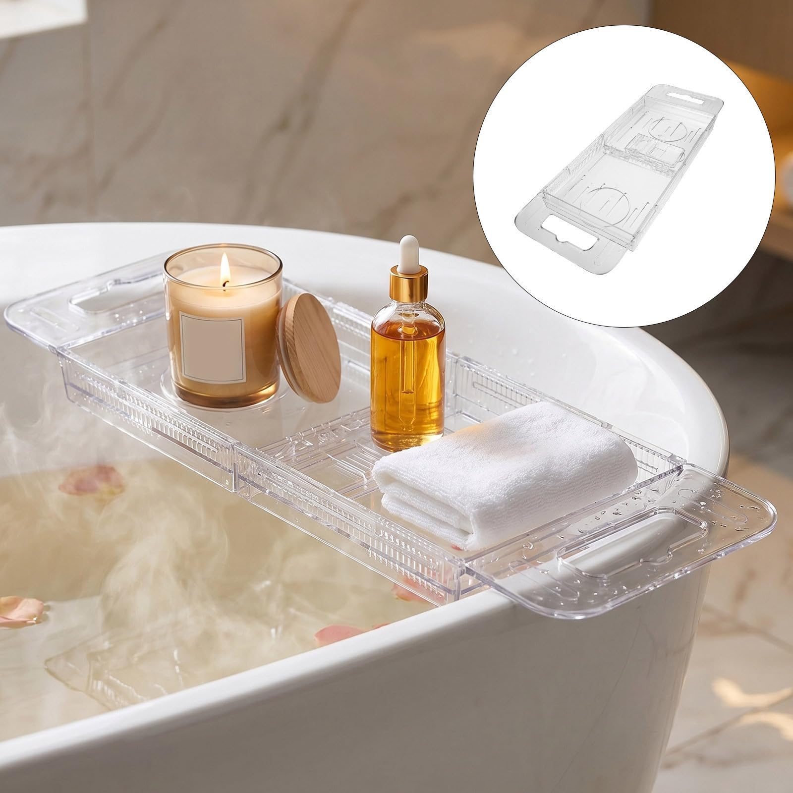 POPETPOP Bandeja con Superficie Lisa y Diseño Minimalista Plegable y Portátil de Plástico y Limpieza Rápida para Bañera Adecuado para Baños Pequeños