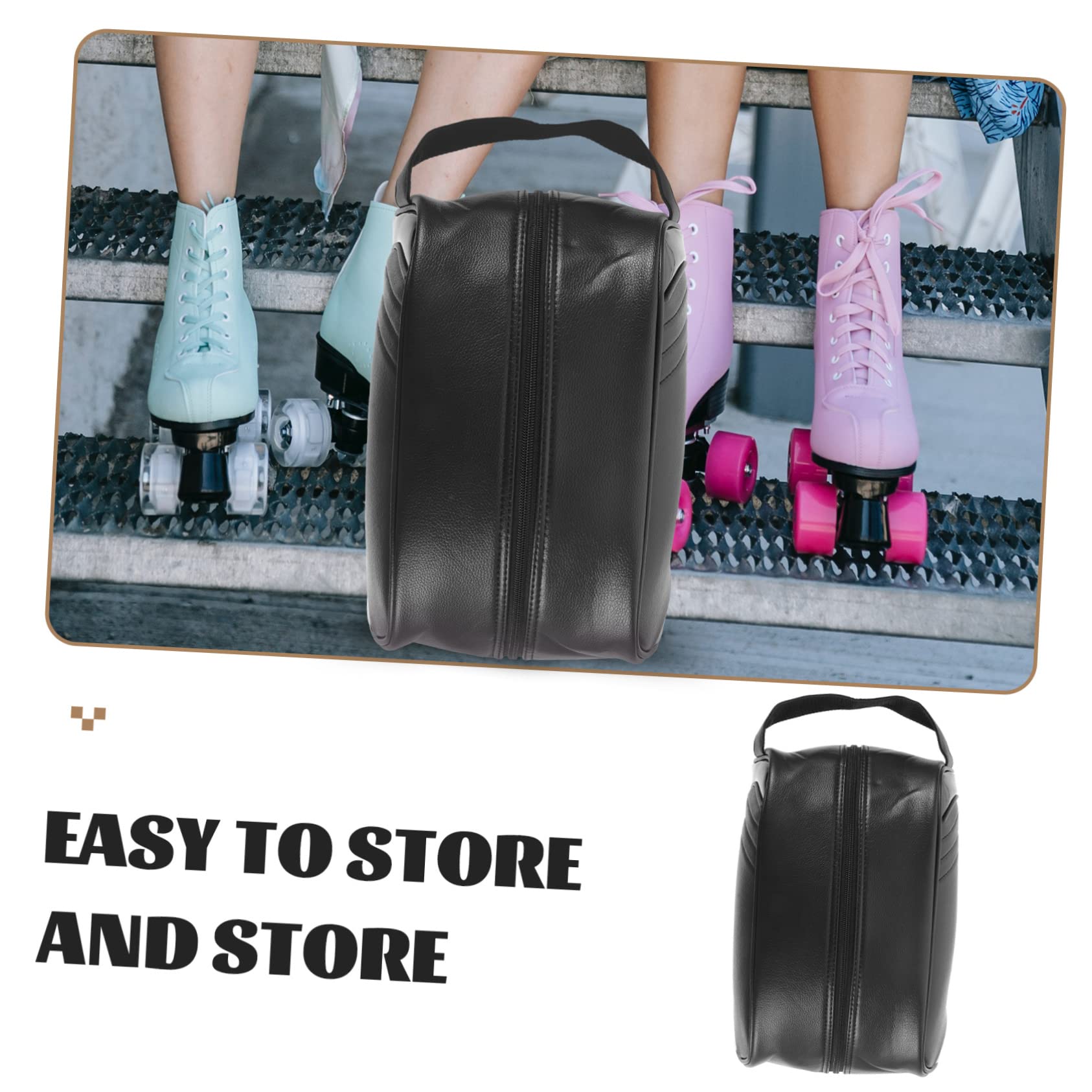 BESTYASH Borsa per Scarpe da Viaggio Nera, in Cuoio, Resistente All’acqua, Pieghevole e Portatile, per Scarpe Sportive e Uso All’aperto