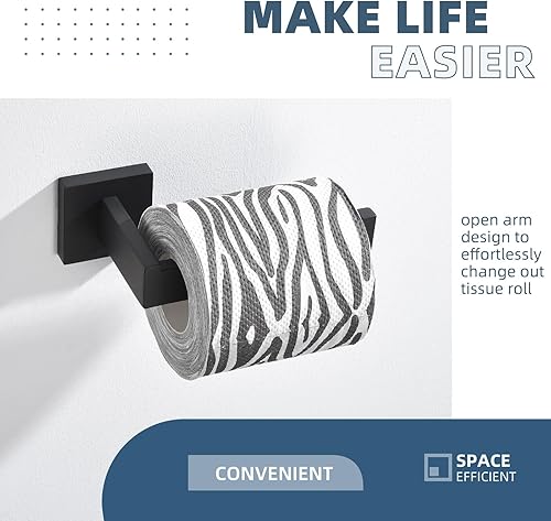 Miniatura 7 de Paquete de ganchos dobles para toallas con soporte para papel higiénico (negro mate)