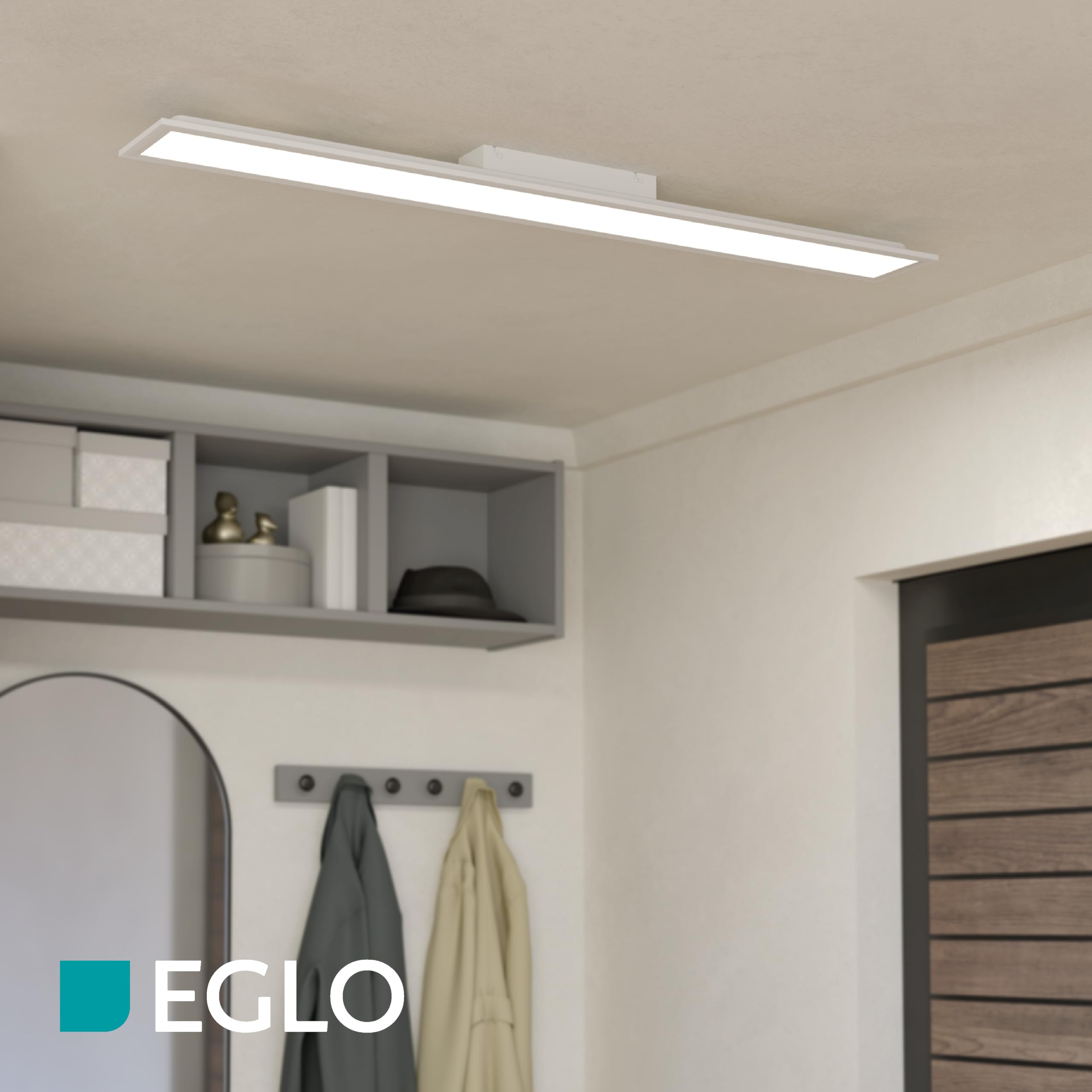 Eglo Pannello a LED Moradillo, lampada da soffitto piatta in metallo bianco