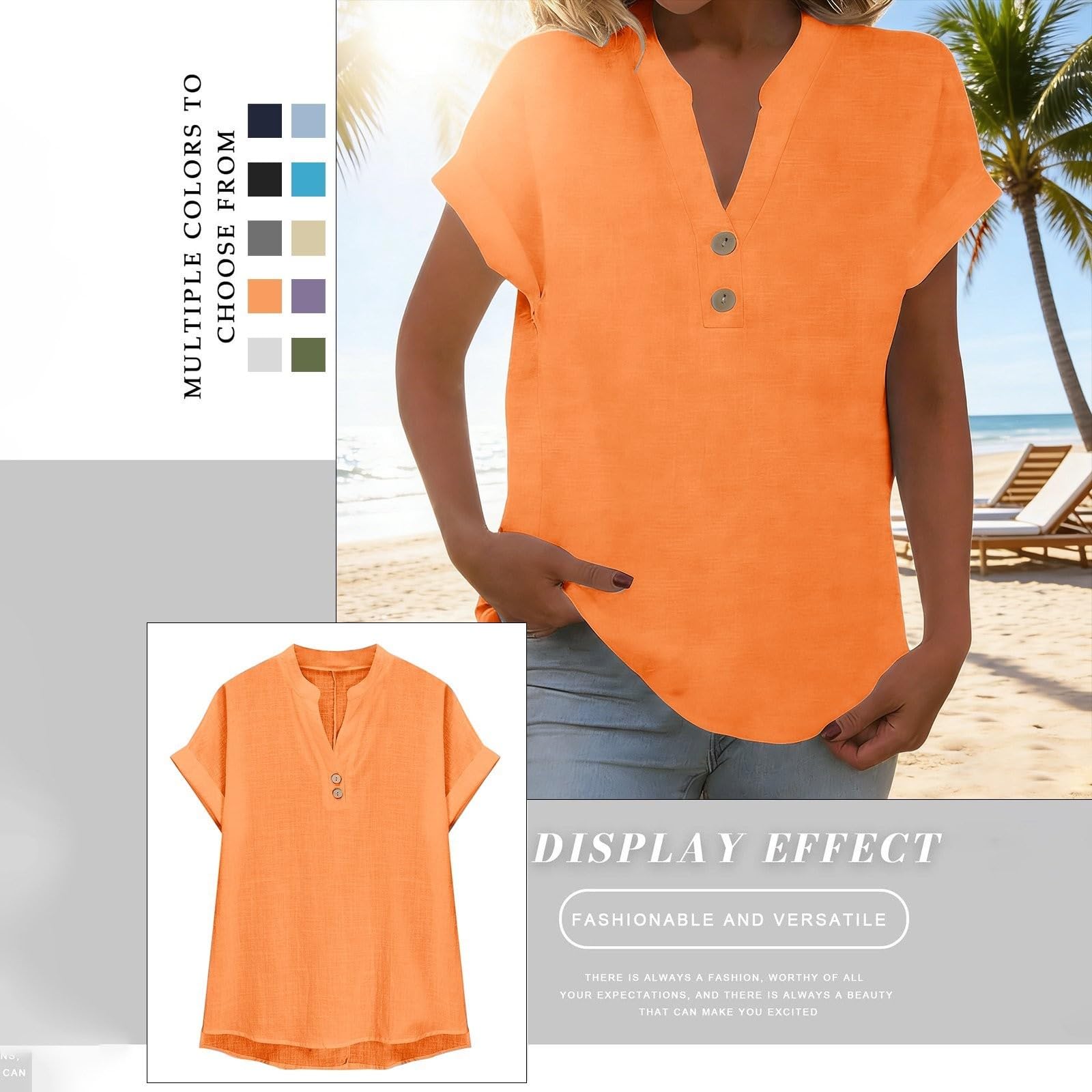 Générique Blouse Femme Grande Taille Chemisier Soie Femme Manches Moyenne Col Rondes Torsadé Granger Elegant D'éTé Tee Shirt avec Jean Tunique Chic Et Elegant