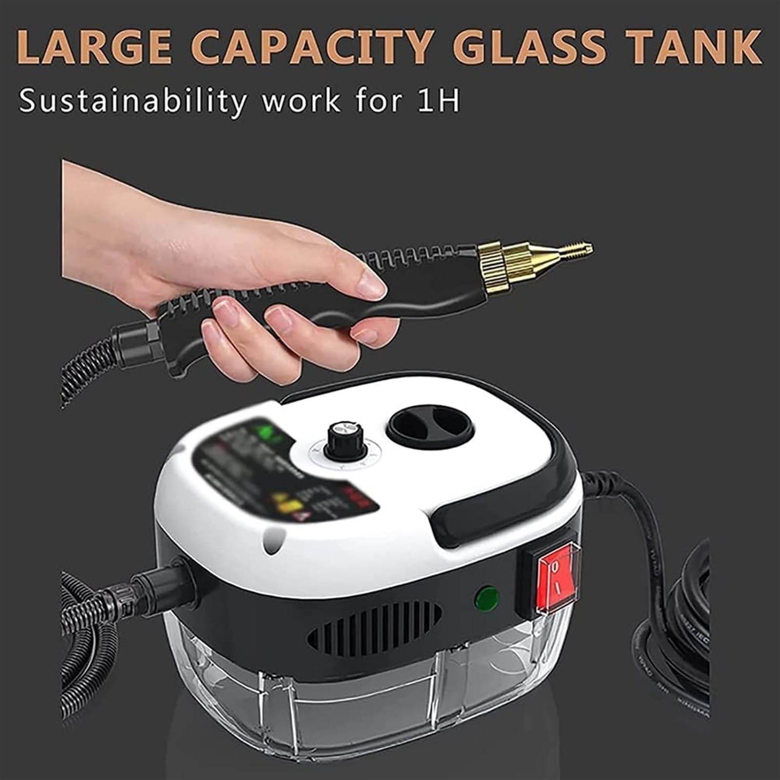 Nettoyeur Vapeur Haute Pression 2500 W, Nettoyeur Vapeur Portable Avec 3 Têtes De Brosse Et Chauffe Rapide En 10 Secondes(Red,220V)