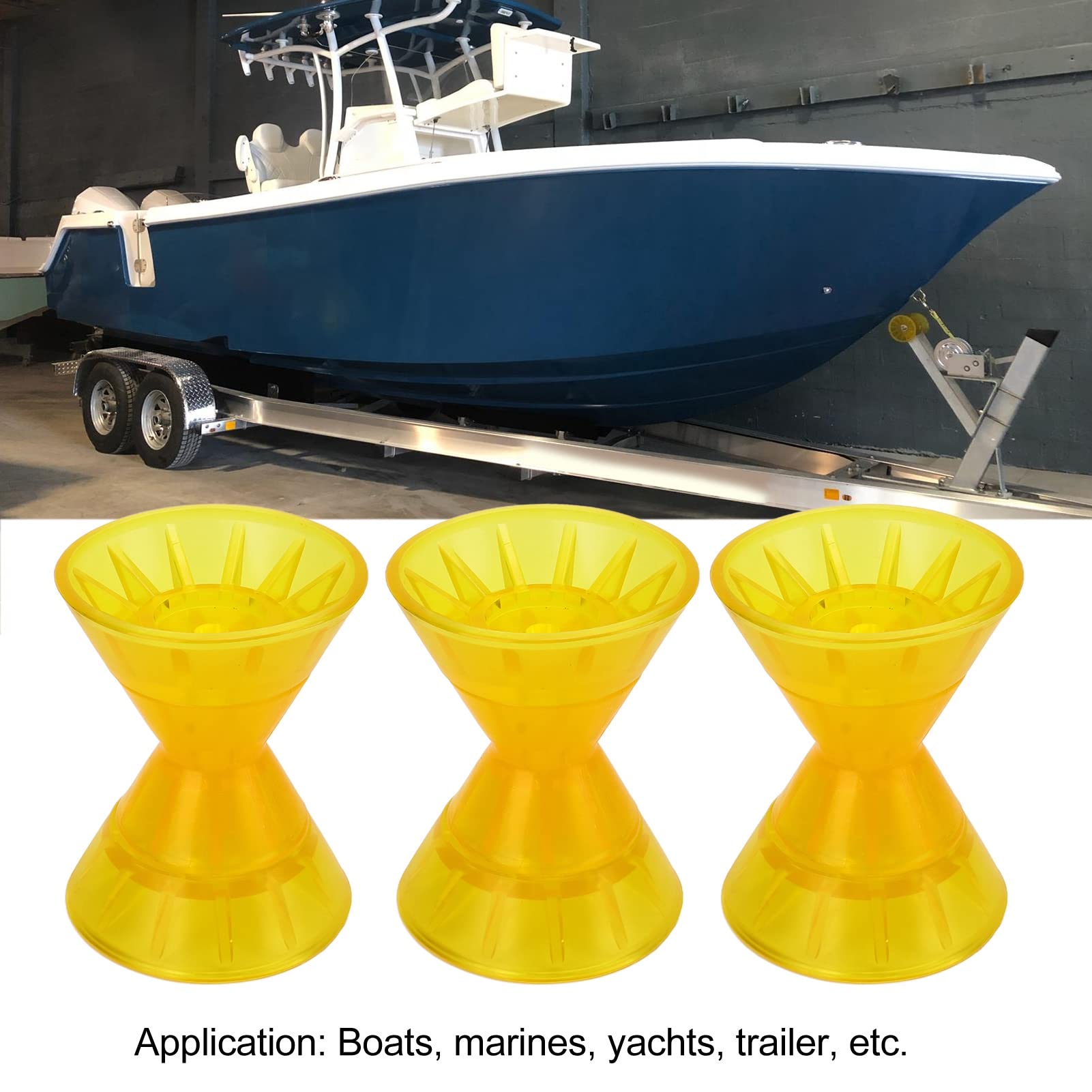 Rodillo en forma de arco marino – Rodillo moldeado de PVC amarillo de 3 piezas para una reducción suave del arrastre, ideal para remolques de barcos, caravanas y yates