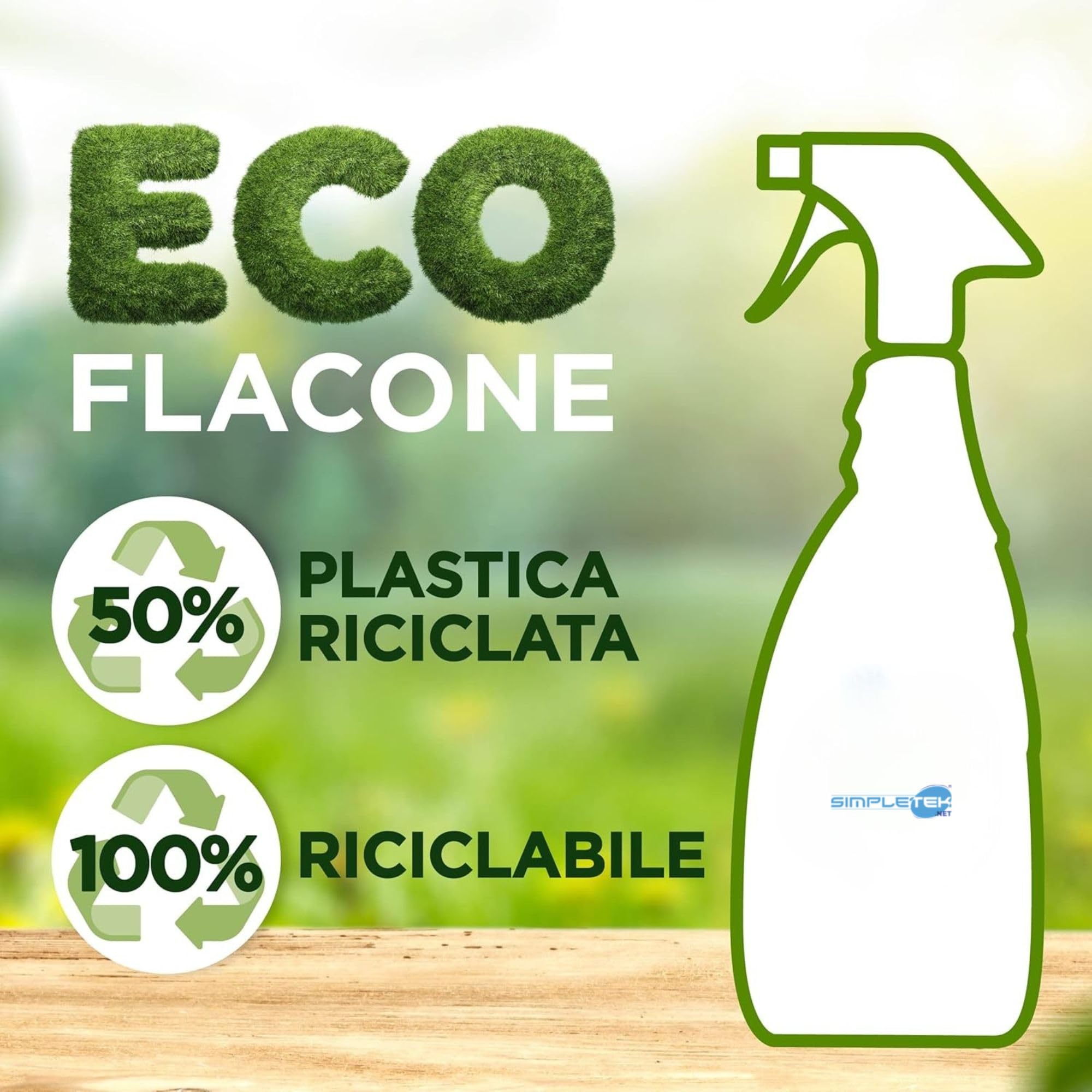 SIMPLETEK - Spray detergente 650ml | Scioglie il Calcare Ostinato | Formula in Schiuma con Barriera Protettiva | Eco-Flacone [12 pezzi]