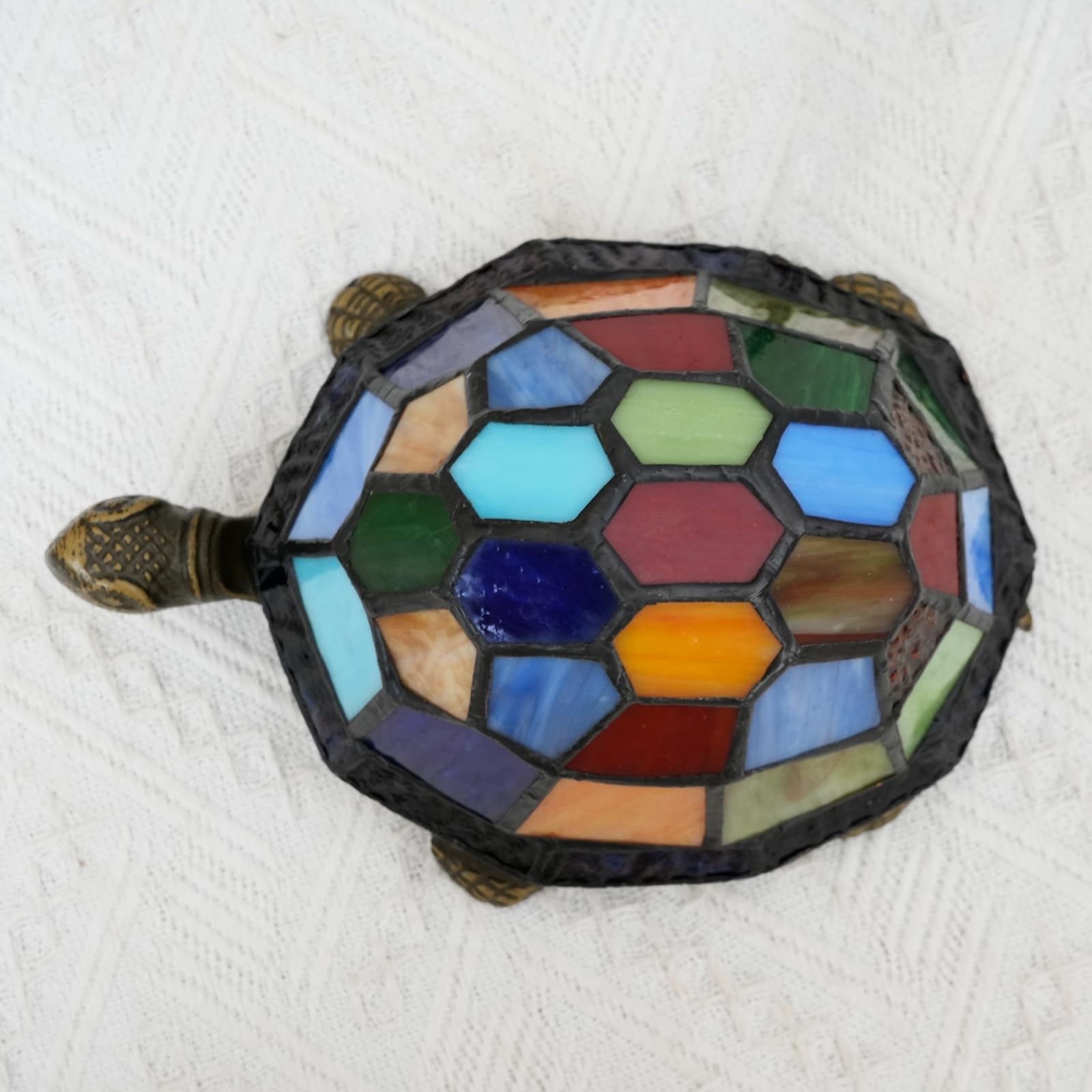 Lámpara Tiffany Tortuga Vidriera Tortuga Luz de Noche Pequeña Lámpara de Mesa para Cabecera Sala Decoración de Habitación Infantil