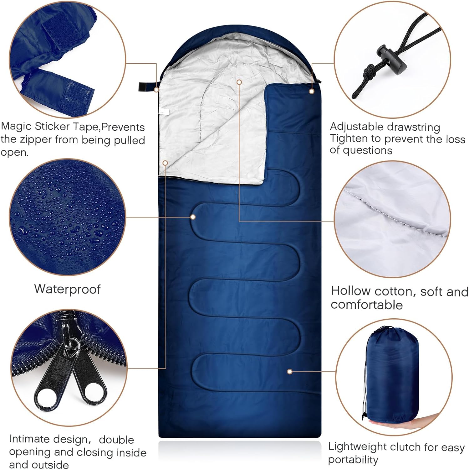 Tranqun 30 Pcs Bulk Sleeping Bags for Homeless Adults, Cold Weather Camping Sleeping Bag Liner with Winter Beanies and Gloves, Waterproof Lightweight for Backpacking Emergency Supplies - Image 3