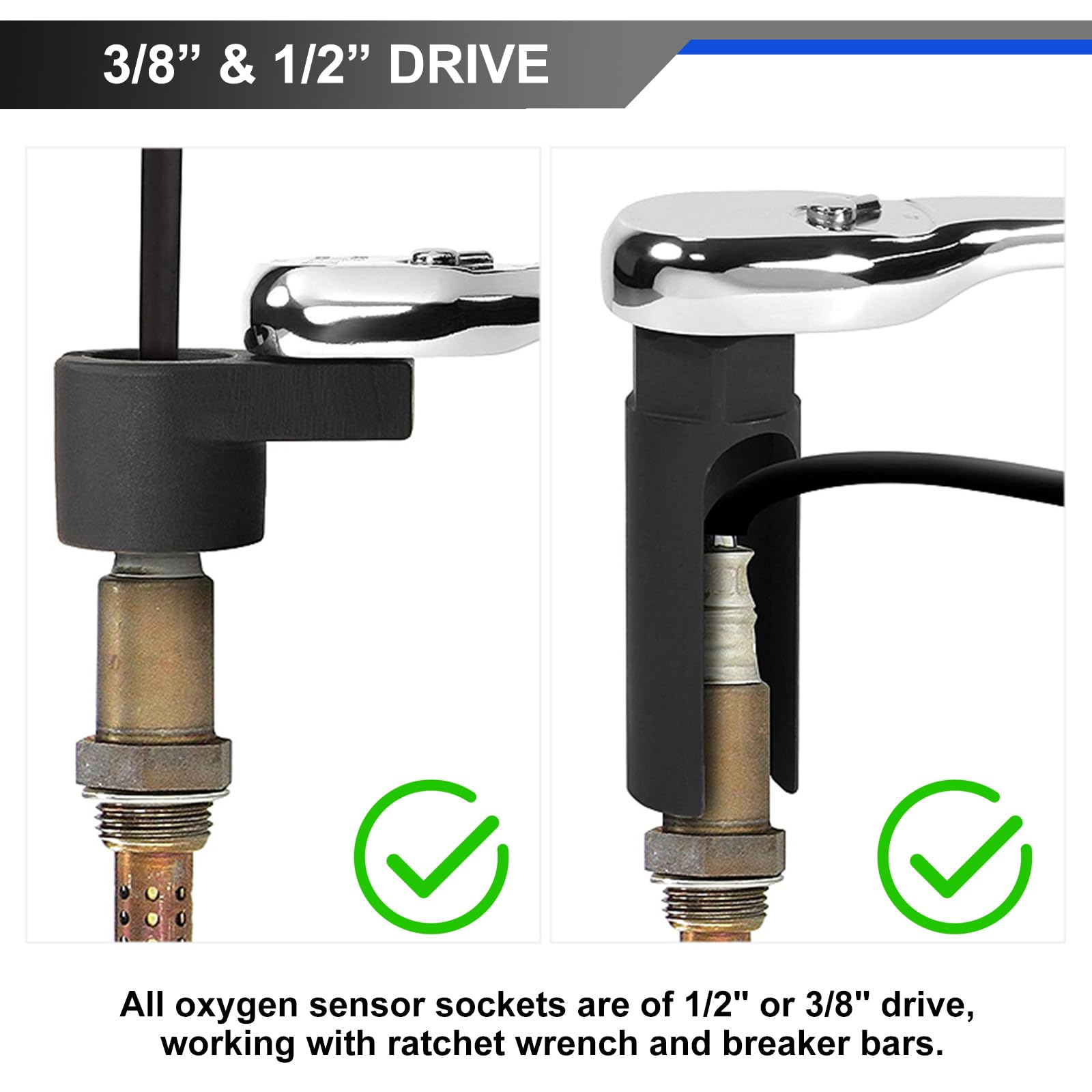 FreeTec 7pcs Douille Sonde Lambda, 22 mm Clé Sonde Lambda, Clé à Douille Demonte Sonde Lambda, Jeu Cle Outils Sonde Lambda pour Voiture