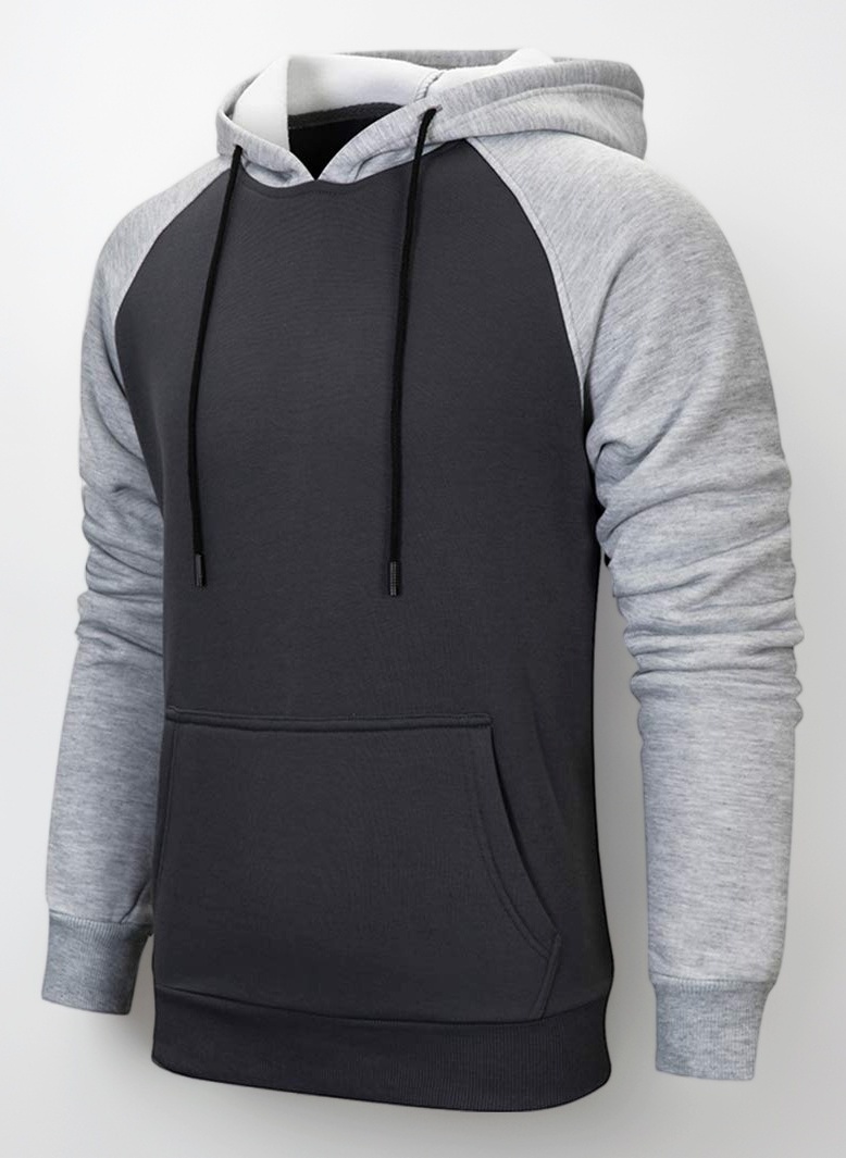 Men's Pullover Hoodies Hooded Sweatshirt Patchwork Top Casual Hoody with Kangaroo Pocket