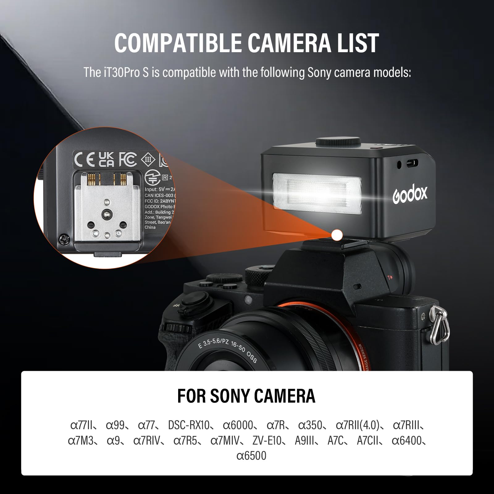 Flash Godox IT30Pro-S Pour Sony - Écran Tactile 2,8" - TTL Automatique - Batterie Intégrée - Synchro Haute Vitesse 1/8000s
