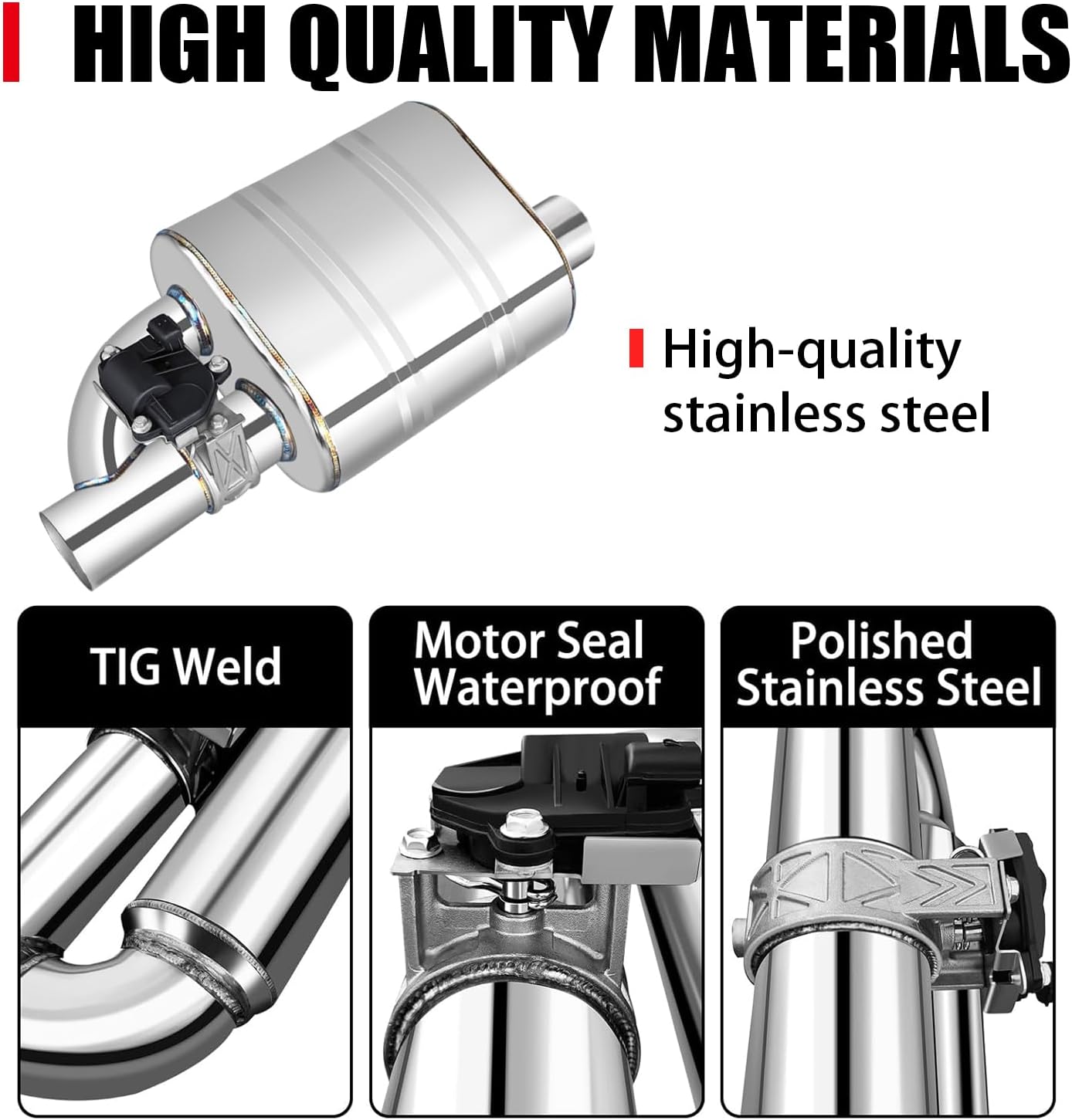 2 Inch Valved Muffler Electric Exhaust Cutout with Muffler Cat Back Exhaust System Kit