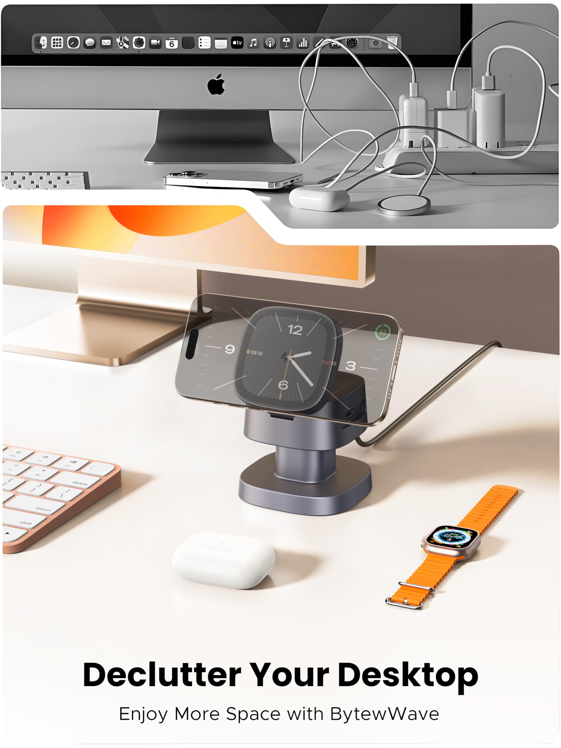 ByteWave -CS31-Cargador inalámbrico 3 en 1