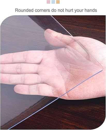 Miniatura 6 de Geovne Protector de mesa transparente de cristal, mantel de plástico fácil de limpiar, protector de mesa de cristal suave, almohadilla de escritorio