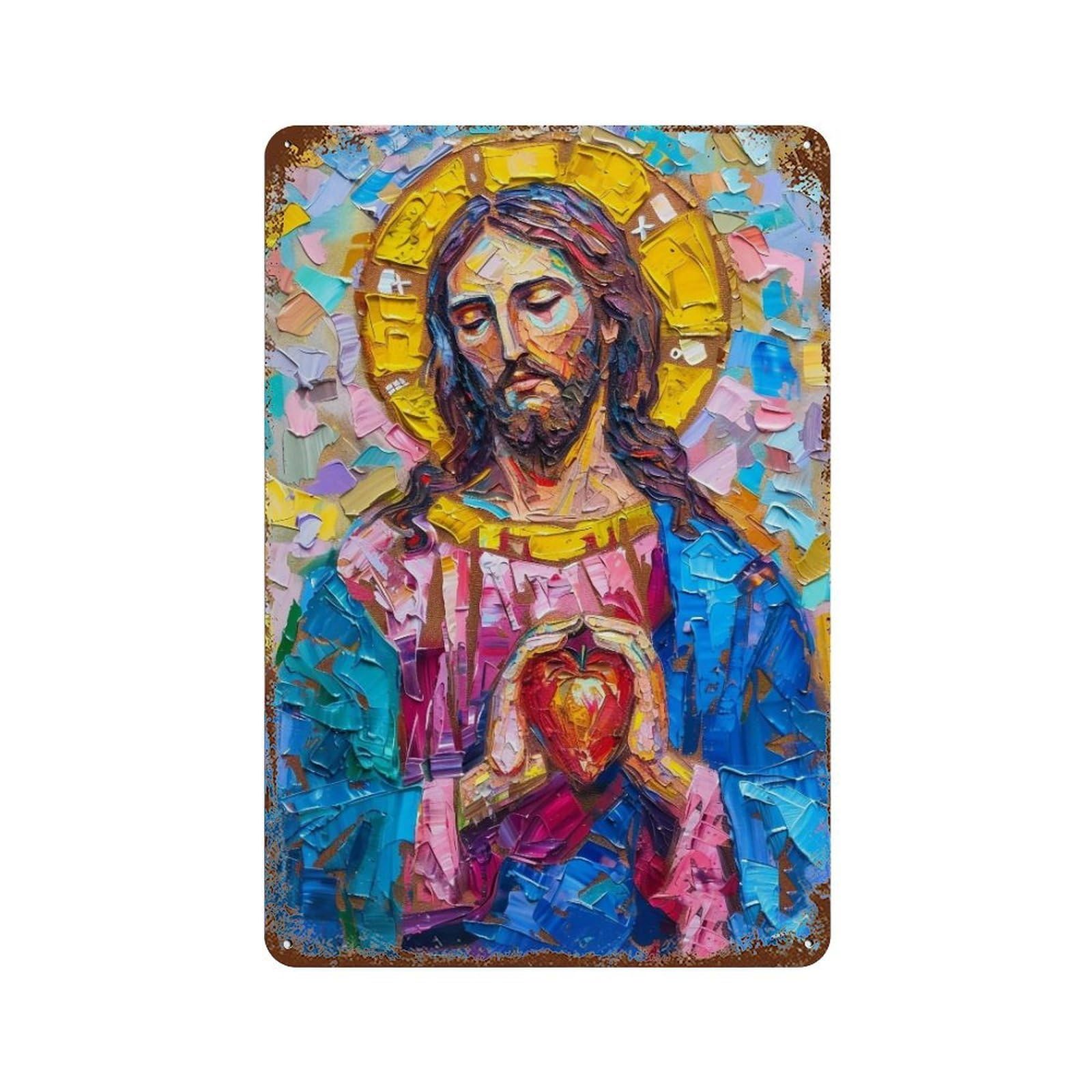 YHGERTKU Sacred Heart of Jesus 04 Wall Retro Iron Vintage Art Metal Tin Sign Poster Modern Decor for Living Rooms 30x20cm