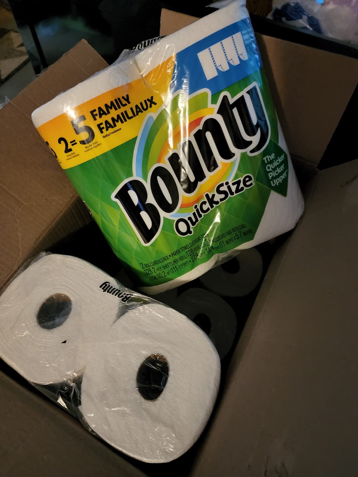 Bounty Quick-Size Paper Towels, White, 12 Family Rolls = 30 Regular Rolls (Packaging May Vary) photo review