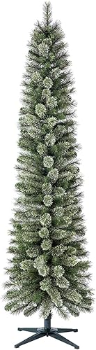 Miniatura 23 de Home Heritage Árbol de Navidad artificial Stanley de 7 pies, preiluminado con conos de pino y bayas, 350 luces incandescentes blancas y 335 puntas