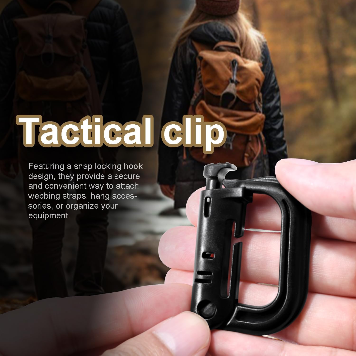 6 Pack 2.12“ Tactical Locking D Ring Plastic Carabiner Backapck Molle Hook Clip for Webbing Straps Bag - Image 6