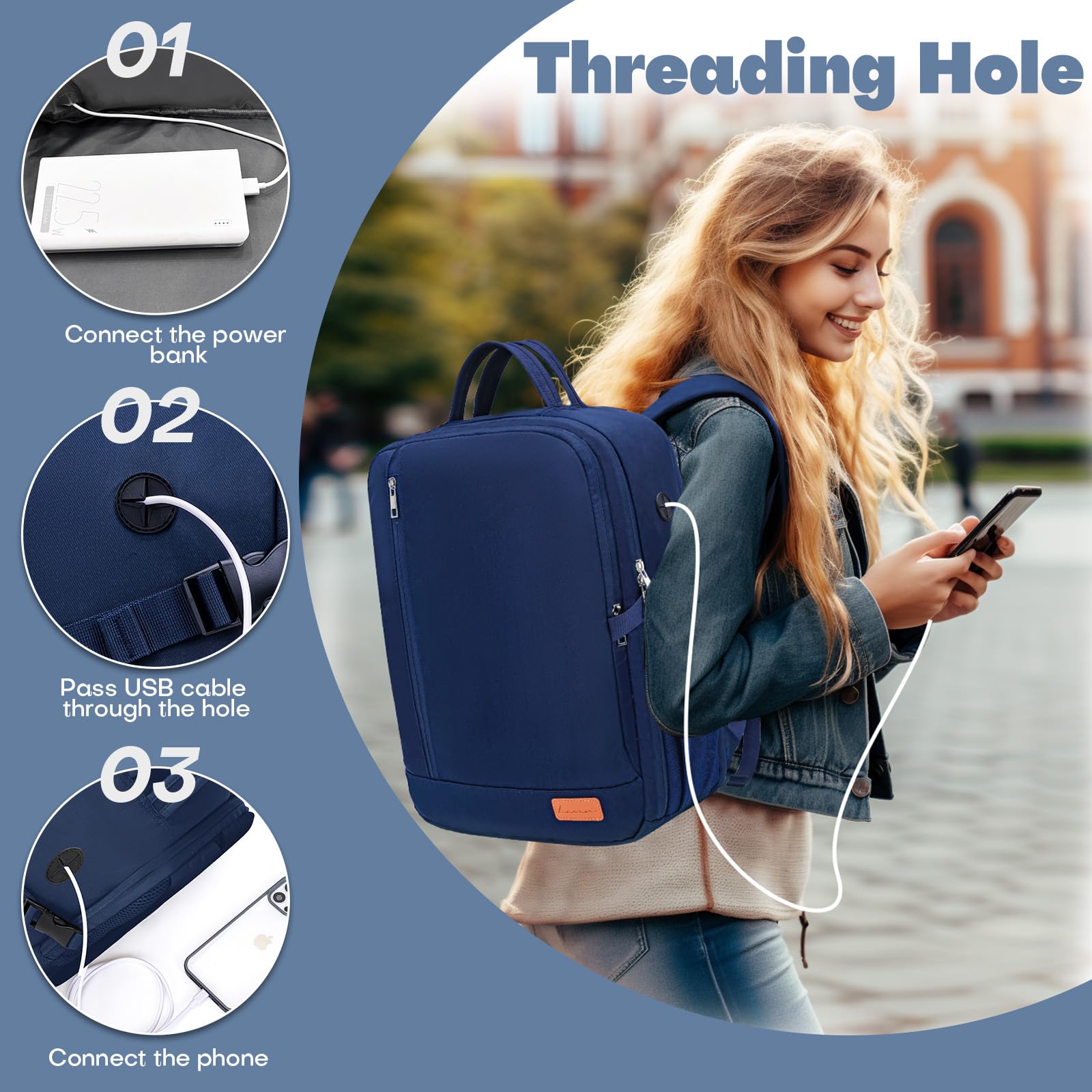Zaino da Viaggio Aereo Bagaglio a Mano per Easyjet 45x36x20 Borse da Cabina Viaggio Zaino per Voli Travel Backpack Donna Uomo