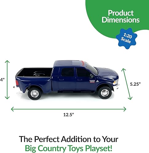 Miniatura 4 de Big Country Toys Realistic Ram 3500 Mega Cab - Enganche de juguete y remolque, escala 120, juguetes de granja para niños de 3 años