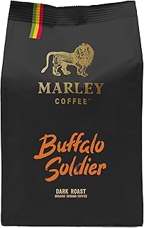 Buffalo Soldier Strong Dark Roast Organic Ground Coffee 227g - Marley Coffee - From The Marley Family - V60 Filter Cafetiere Aeropress - Strength 5