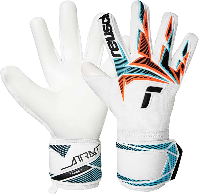 Reusch Attrakt Freegel Advance Goalkeeper Gloves Adult Soccer Goalie Gloves with Grip Advance Latex, Freegel Punch Zone, Negative Cut Fit & Thumb Wrap