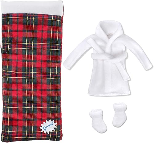 E-TING Ropa de Santa Albornoz Accesorios de Navidad para muñeca elfo (Albornoz blanco con saco de dormir)