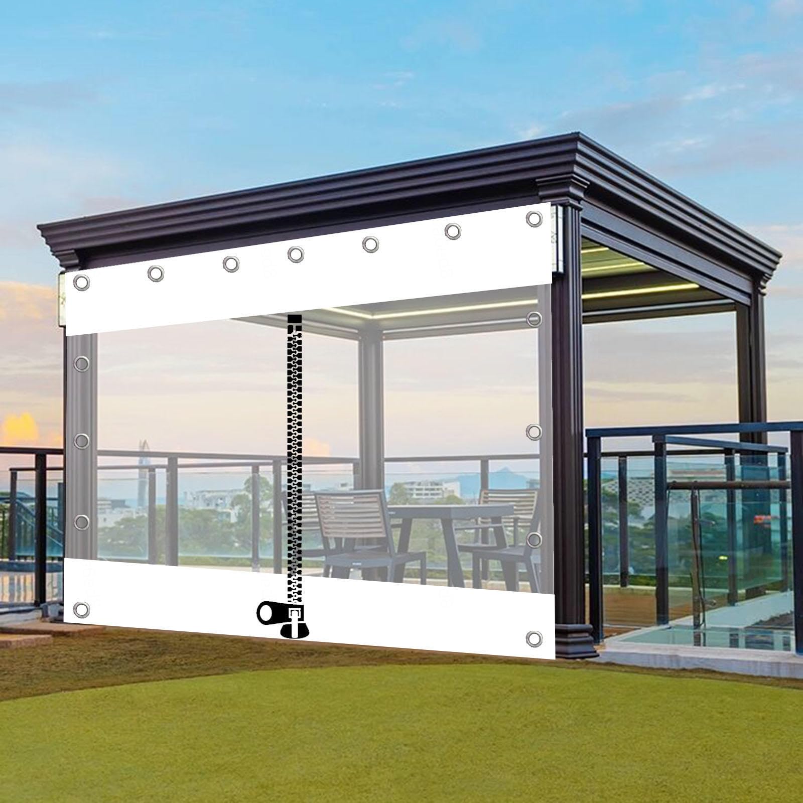 Bâche imperméable extérieure avec oeillets rideau transparent thermique pour gazebo