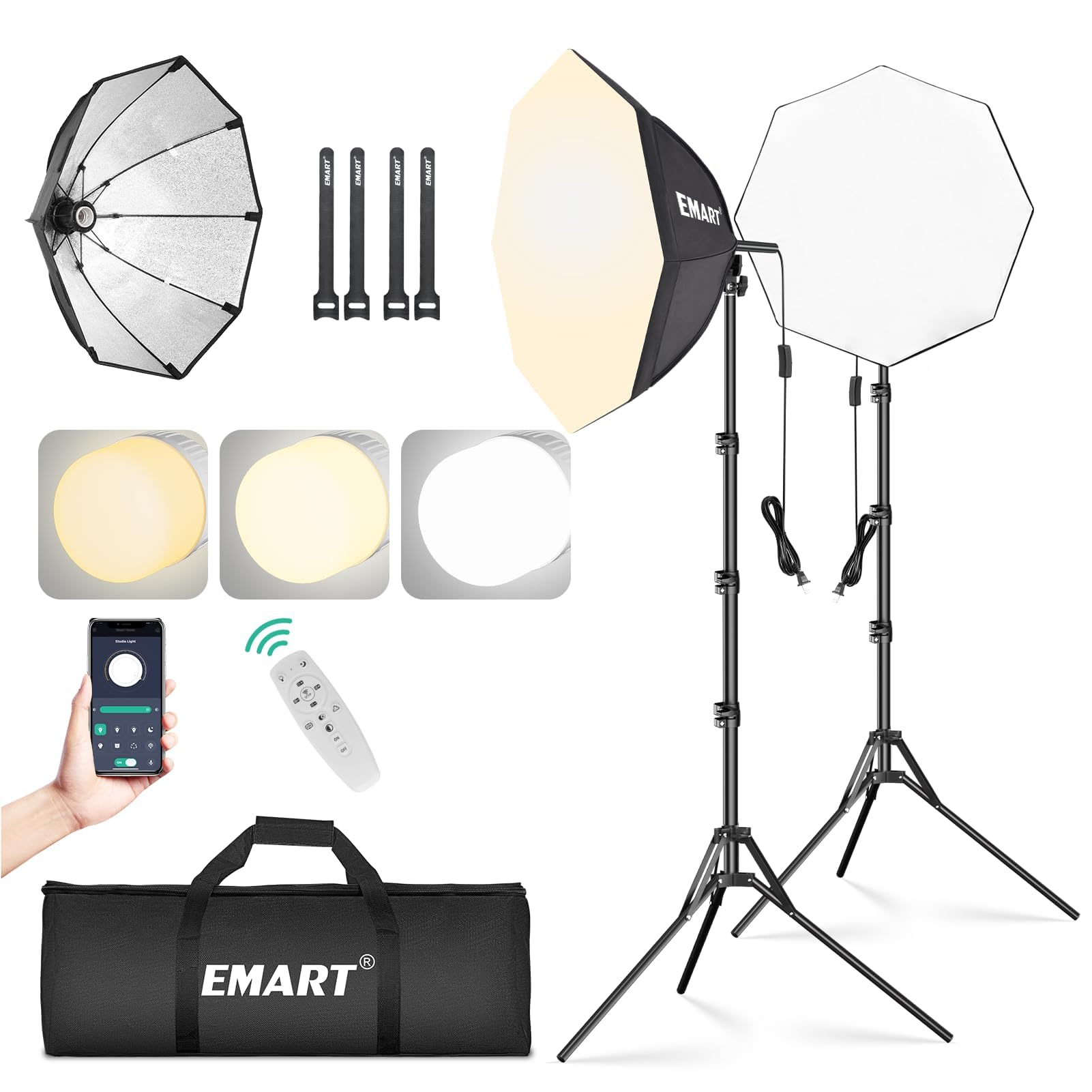 EMART Softbox Photography Lighting Kit 2Pack 50W LED 20"x20" Pull Soft Box