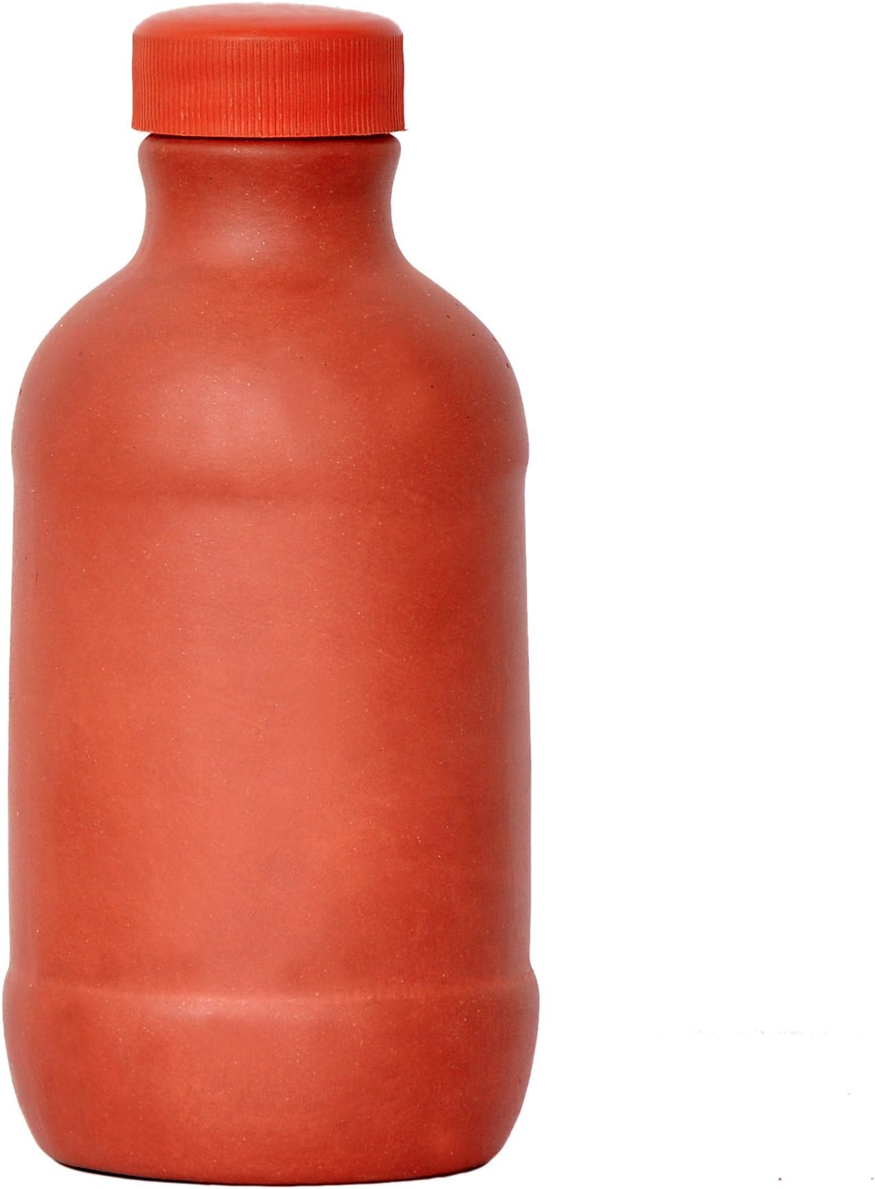 Vaghbhatt (500 ml Pure and Natural Clay Water Bottle For Kids With Plastic Cap, Mitti Clay Teracota Water Bottle For Cool water Easy to Store Bottles (Pack of 1, Brown)