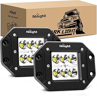 Nilight - NI23C-18W 2PCS 18W Spot LED Work Light Driving Lights Led Light Bar Off Road Led Lights Flush Mount for Truck Tacoma Bumper ATV UTV