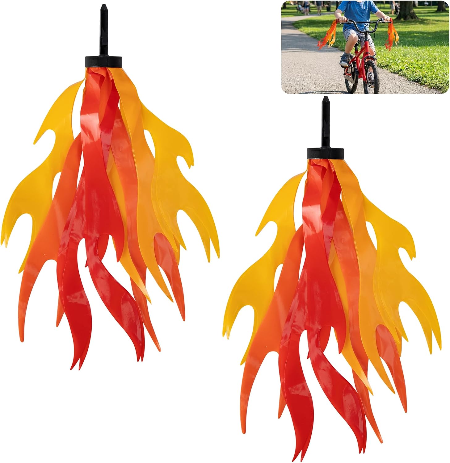 2/4/6Pcs Flame Kid Bicycle Streamers, 10" Flame Bike Tassels for Boys Girls