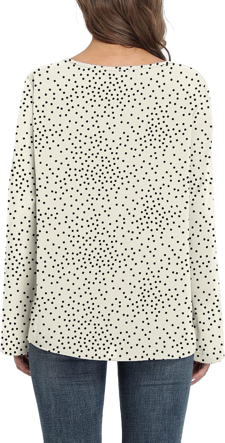 VIISHOW Women's Casual V Neck Zip Half Placket Chiffon Blouses Cuffed Sleeve Loose Tops Tunic Shirt at  Women’s Clothing store