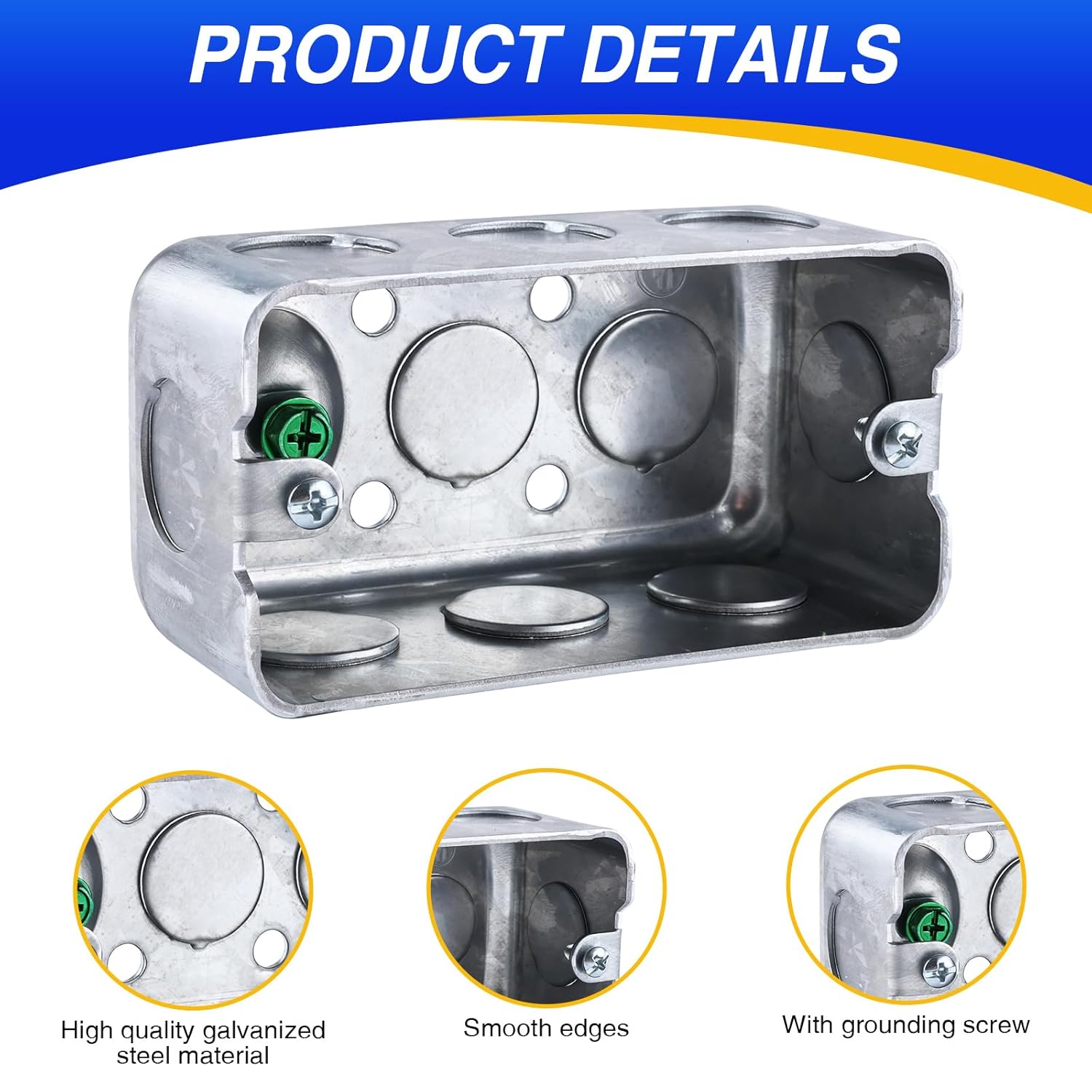 12pcs Metal Electrical Box, 4x2 Inch Galvanized Steel Electrical Junction Box, 1-7/8" Depth 13 Cu. in. Capacity