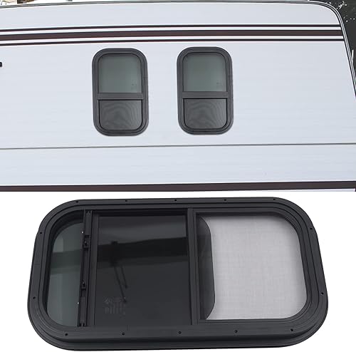 Miniatura 6 de Reemplazo vertical de ventana de remolque de 12 pulgadas de ancho x 22 pulgadas de alto, reemplazo de ventana de vidrio con anillos y tornillos