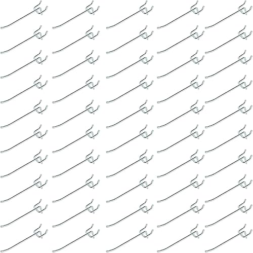 Miniatura 5 de Rawall Ganchos para tablero de clavijas, 0.2 pulgadas de diámetro, 8 pulgadas, paquete de 50 unidades de metal galvanizado en forma de L, adecuados