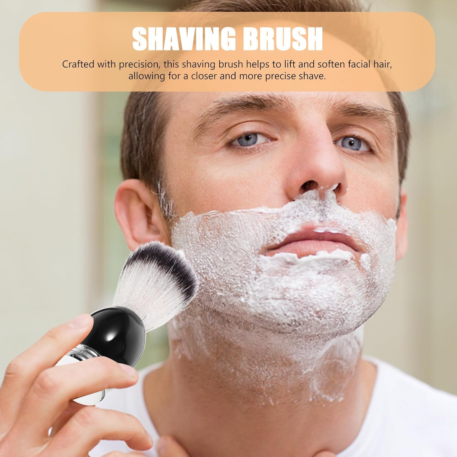 Ciieeo Professional Shaving Brush for Men and Nylon Bristles with Resin Handle for Removing Dead Skin Cells and Achieving a Closer Shave, for Salon Use and Beard Care