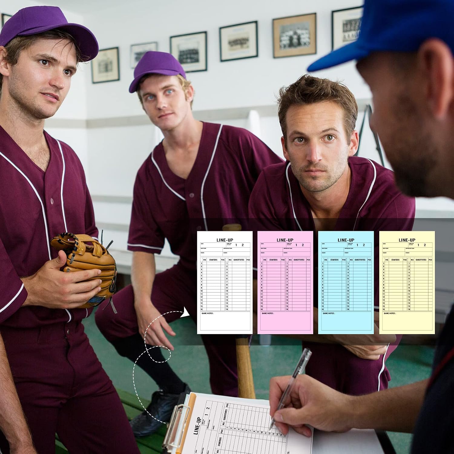 Eersida Baseball Lineup Board and 24 Pcs Baseball and Softball Lineup Cards for Coaches Dry Erase Line up Board Coaching Accessories Referee Marker Softball Boards Line up Card for Coach Must Haves