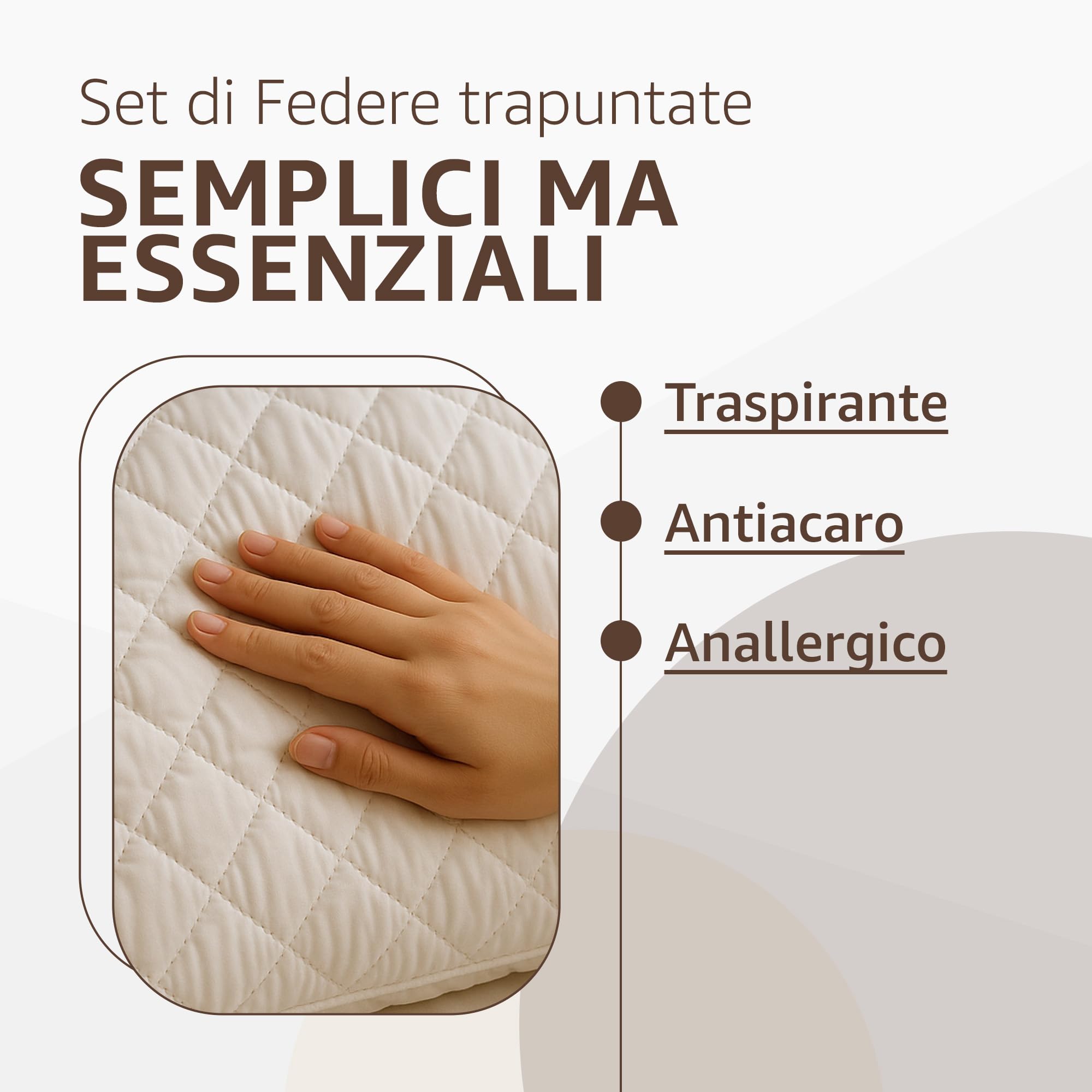 SONIT - Set 4 Copricuscini Trapuntati con Cerniera 50x80 cm, Federe Copriguanciale Antiacaro Anallergiche, Protezione Cuscino Letto con Zip Invisibile, Copricuscino Traspirante Lavabile