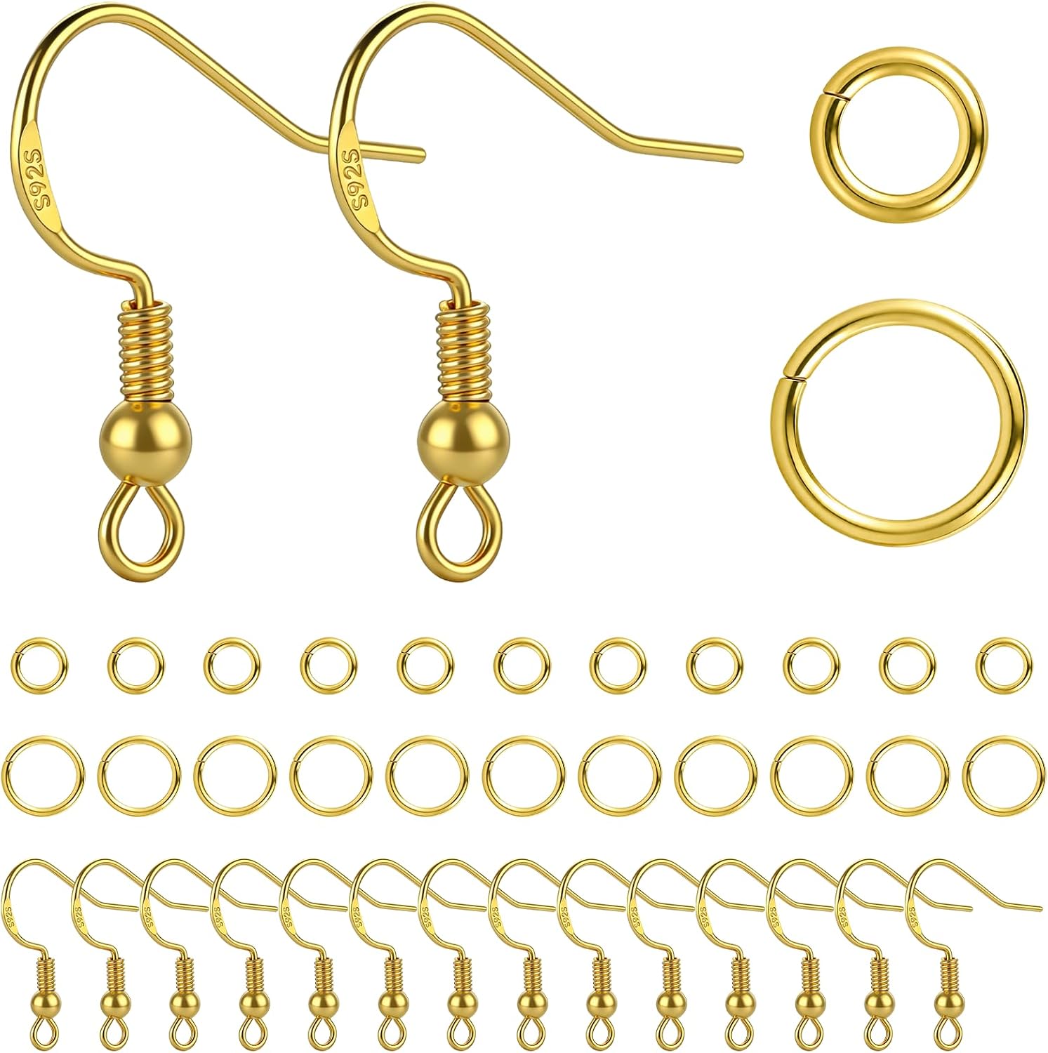 Sterling Silver Earring Hooks 120 PCS 14K Gold Plated Fish Hook Ear Wires