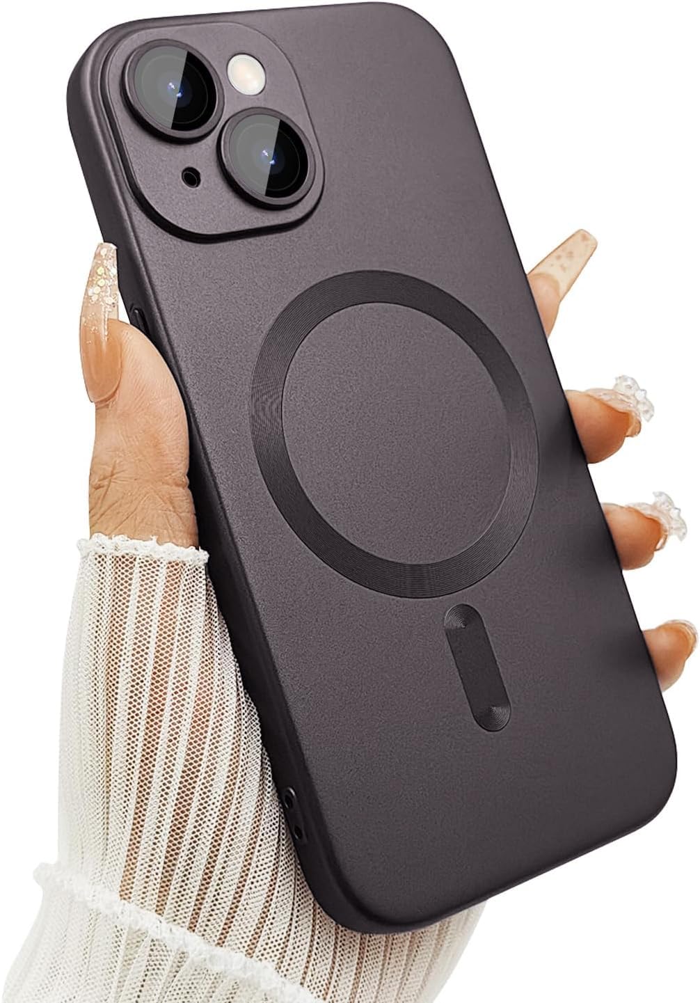 DIZORO® Magnetic Case for iPhone 13 / iPhone 14 Cover [Compatible with MagSafe][Built-in Camera Lens Protector] Slim Soft Silicone Bumper Shockproof Metallic Luster Back Cover Phone Cases (Desert) — Amazon image 19