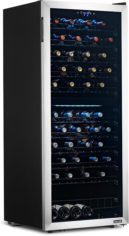 Refrigerador para vinos de doble zona de 24" para 98 botellas | Refrigerador para vinos incorporado o independiente con puerta de vidrio | Compresor inversor ultrasilencioso y estantes ajustables | Acero inoxidable