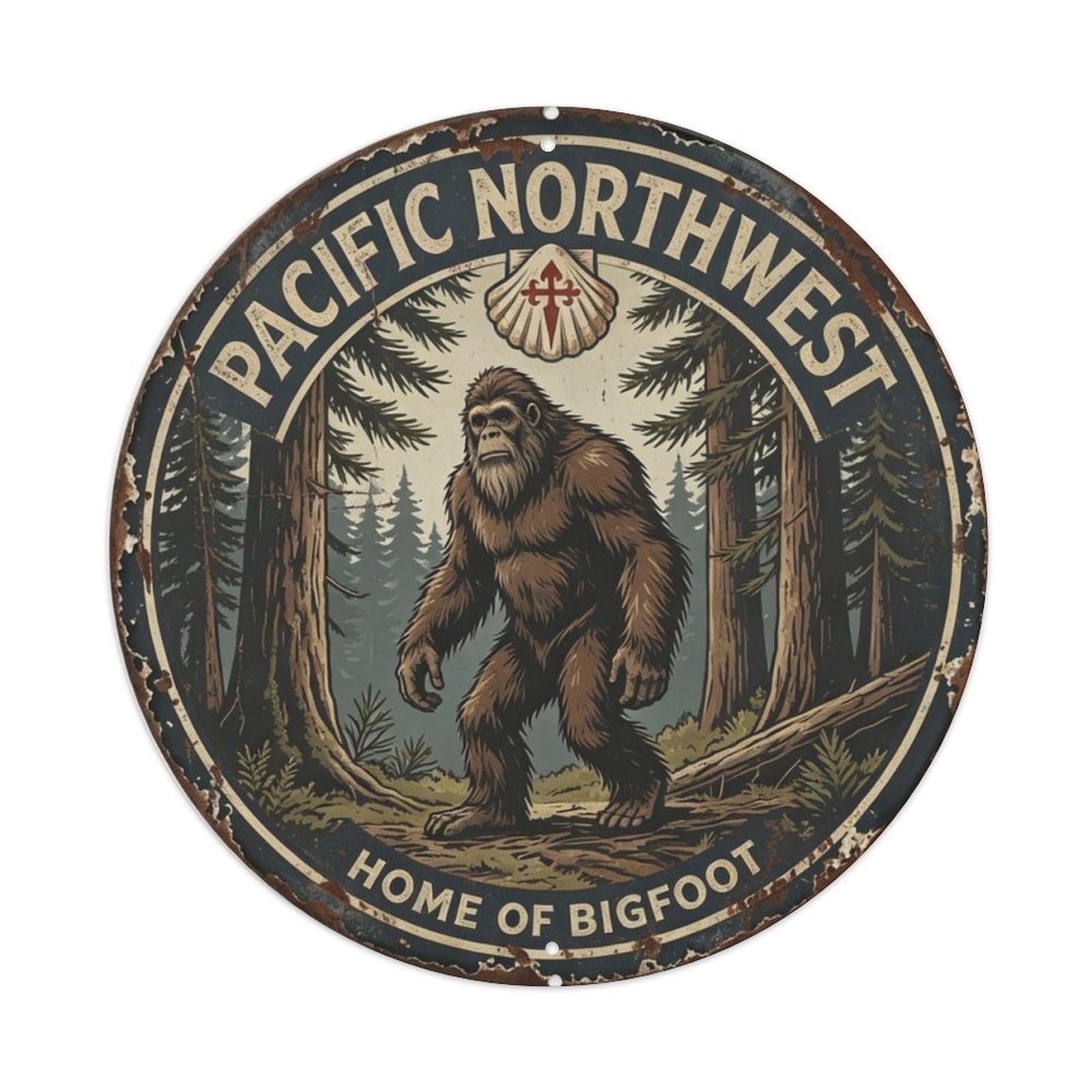 Pacific Northwest Bigfoot Metal Tin Sign Plaque