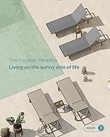 Vista 7 de Sillones de piscina, tumbona al aire libre con ruedas y sillón reclinable de 5 posiciones, fácil de mover, silla de aluminio para patio, junto a